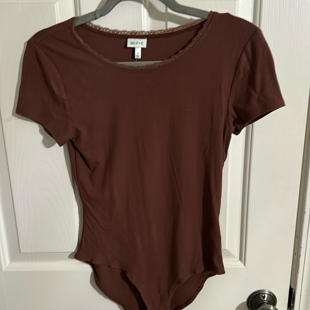 Brown ripped body suit, brand new, size Medium